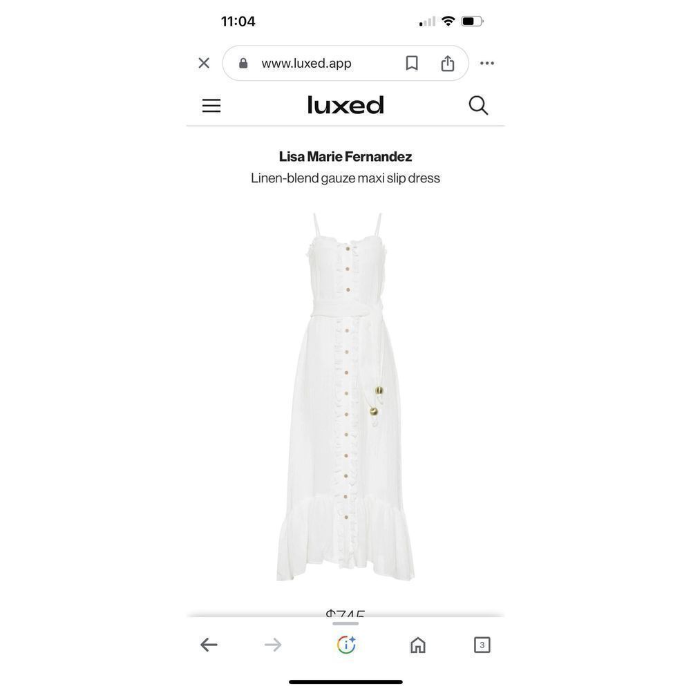 NWT Lisa Marie Fernandez Ivory gauze Maxi dress with belt 2